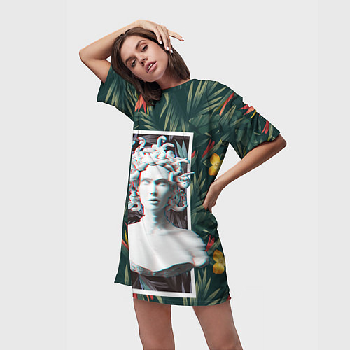 Женская длинная футболка Медуза Горгона / 3D-принт – фото 3