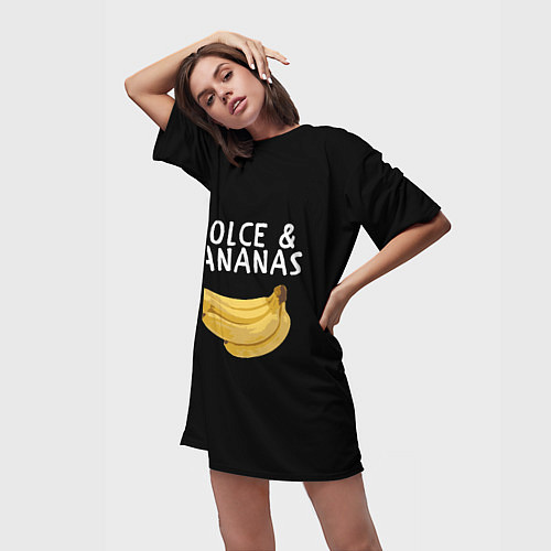 Женская длинная футболка Dolce and Bananas / 3D-принт – фото 3