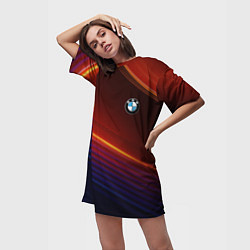 Футболка женская длинная BMW, цвет: 3D-принт — фото 2