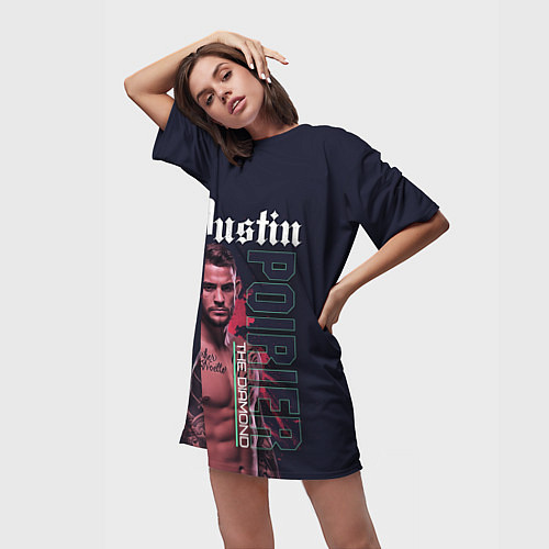 Женская длинная футболка Dustin Poirier / 3D-принт – фото 3
