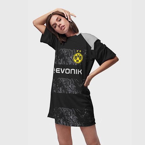 Женская длинная футболка Borussia away 19-20 / 3D-принт – фото 3