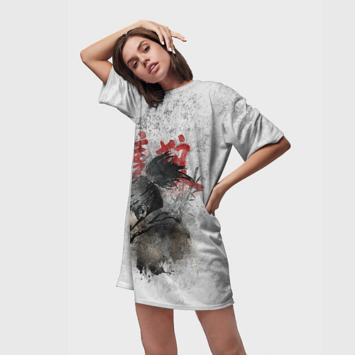 Женская длинная футболка SEKIRO SHADOW DIE TWICE / 3D-принт – фото 3