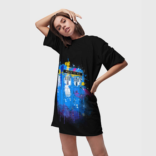 Женская длинная футболка DOCTOR WHO / 3D-принт – фото 3