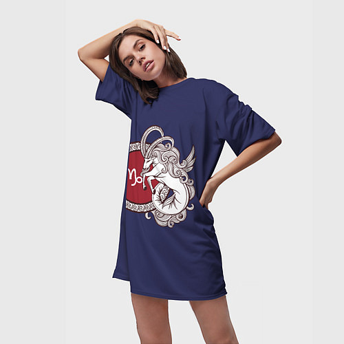 Женская длинная футболка Козерог Знак Зодиака / 3D-принт – фото 3