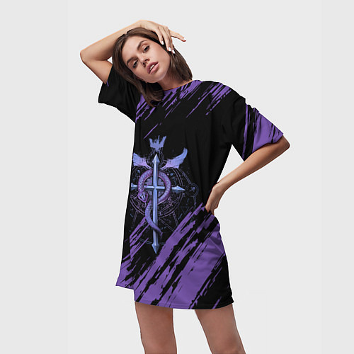 Женская длинная футболка Стальной алхимик / 3D-принт – фото 3