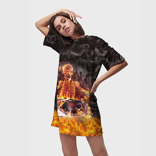 Женская длинная футболка Вечеринка у скелетов / 3D-принт – фото 3