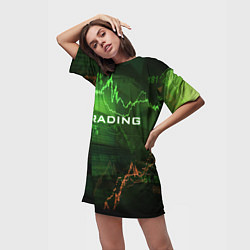 Футболка женская длинная Трейдинг 03, цвет: 3D-принт — фото 2