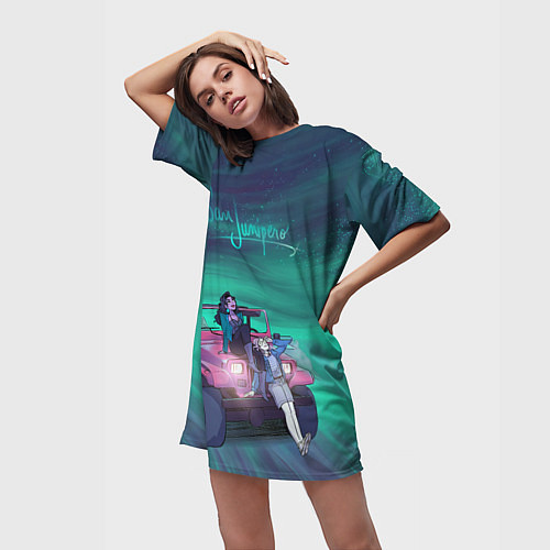 Женская длинная футболка ЧЕРНОЕ ЗЕРКАЛО / 3D-принт – фото 3
