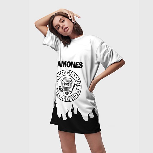 Женская длинная футболка RAMONES / 3D-принт – фото 3