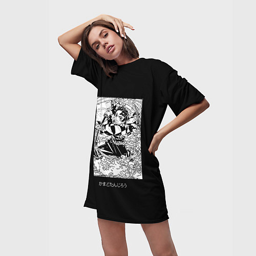 Женская длинная футболка Клинок, рассекающий демонов / 3D-принт – фото 3