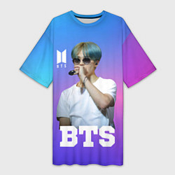 Футболка женская длинная BTS, цвет: 3D-принт