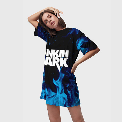 Женская длинная футболка LINKIN PARK / 3D-принт – фото 3