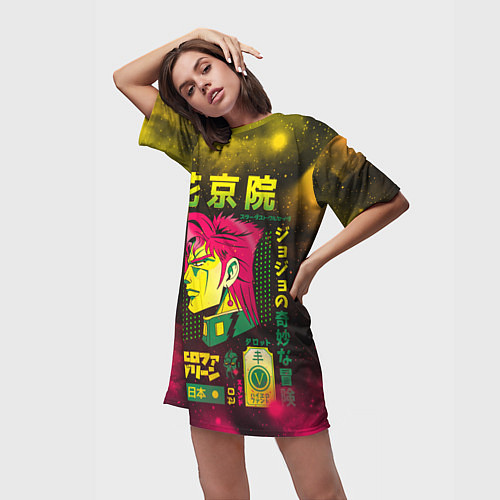 Женская длинная футболка Приключения ДжоДжо / 3D-принт – фото 3