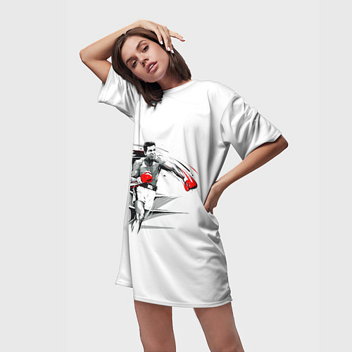 Женская длинная футболка Мухаммед Али / 3D-принт – фото 3