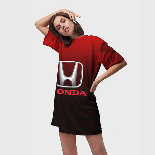 Женская длинная футболка HONDA / 3D-принт – фото 3