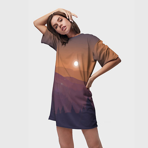 Женская длинная футболка Горы / 3D-принт – фото 3