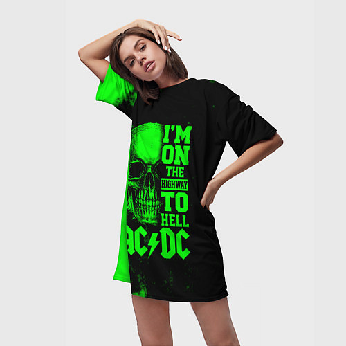 Женская длинная футболка I'm on the highway to hell ACDC / 3D-принт – фото 3