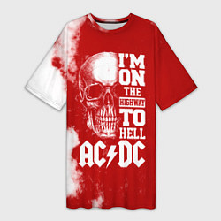 Футболка женская длинная I'm on the highway to hell ACDC, цвет: 3D-принт