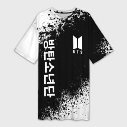 Футболка женская длинная BTS, цвет: 3D-принт