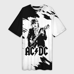 Футболка женская длинная ACDC, цвет: 3D-принт