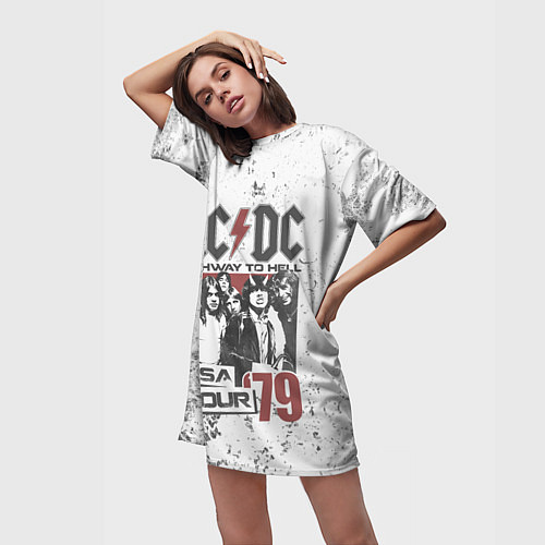 Женская длинная футболка ACDC / 3D-принт – фото 3
