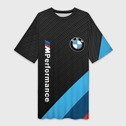 Футболка женская длинная BMW M PERFORMANCE, цвет: 3D-принт