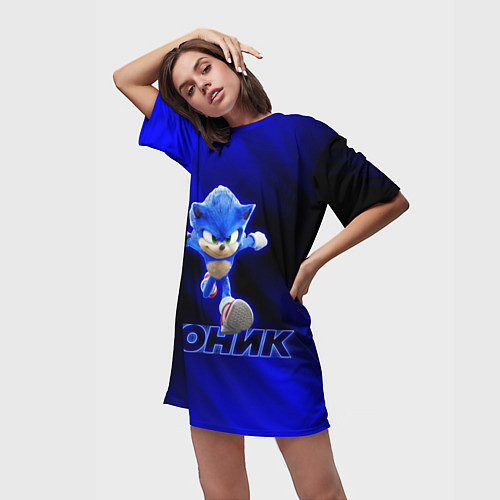 Женская длинная футболка SONIC / 3D-принт – фото 3