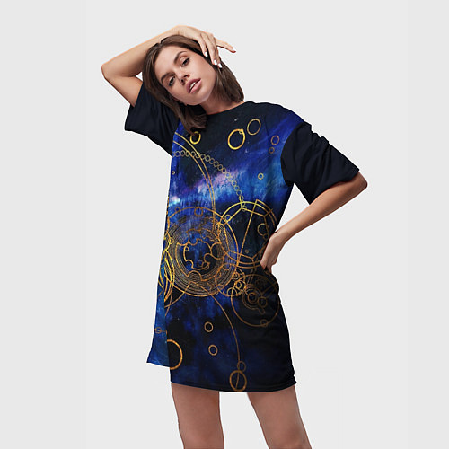 Женская длинная футболка Space Geometry / 3D-принт – фото 3