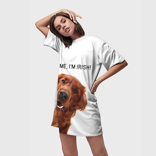 Женская длинная футболка Ирландский сеттер / 3D-принт – фото 3