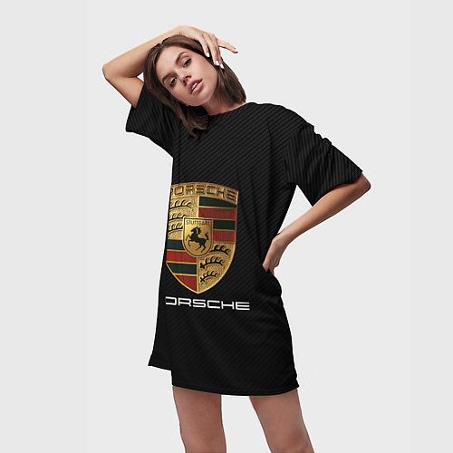 Женская длинная футболка PORSCHE / 3D-принт – фото 3