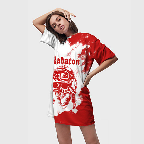 Женская длинная футболка Sabaton / 3D-принт – фото 3