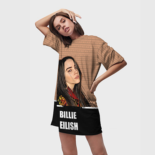 Женская длинная футболка Billie Eilish / 3D-принт – фото 3
