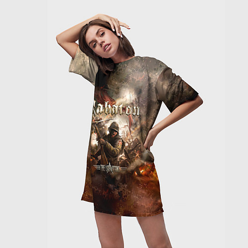 Женская длинная футболка Sabaton / 3D-принт – фото 3