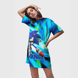 Футболка женская длинная Sonic, цвет: 3D-принт — фото 2