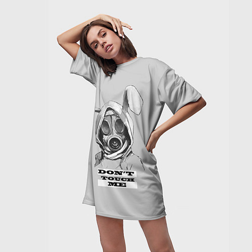 Женская длинная футболка Don't touch me / 3D-принт – фото 3