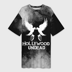 Футболка женская длинная Hollywood Undead, цвет: 3D-принт