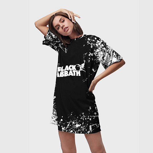 Женская длинная футболка Black Sabbath / 3D-принт – фото 3