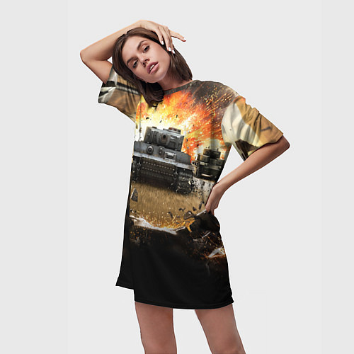 Женская длинная футболка ТАНКИ / 3D-принт – фото 3
