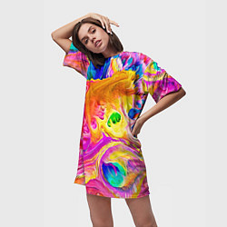Футболка женская длинная TIE DYE, цвет: 3D-принт — фото 2