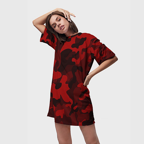 Женская длинная футболка RED MILITARY / 3D-принт – фото 3