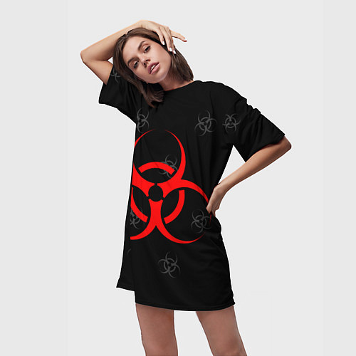 Женская длинная футболка EPIDEMIC BIOHAZARD / 3D-принт – фото 3