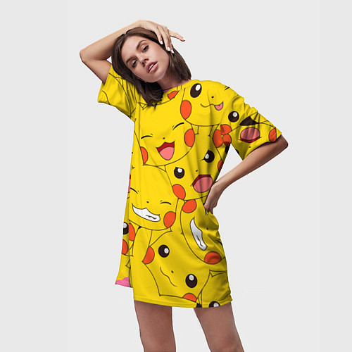 Женская длинная футболка Pikachu / 3D-принт – фото 3