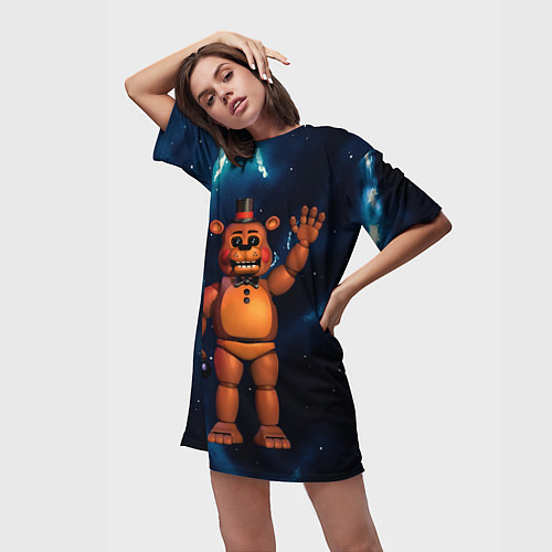 Женская длинная футболка Five Nights At Freddys / 3D-принт – фото 3