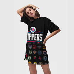 Футболка женская длинная Los Angeles Clippers 2, цвет: 3D-принт — фото 2