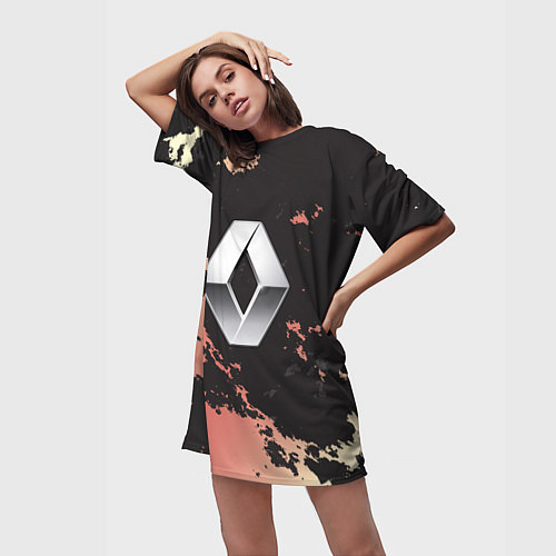 Женская длинная футболка Renault спина / 3D-принт – фото 3