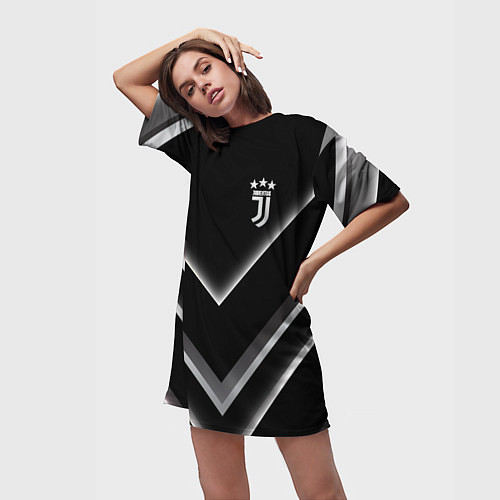 Женская длинная футболка Juventus F C / 3D-принт – фото 3