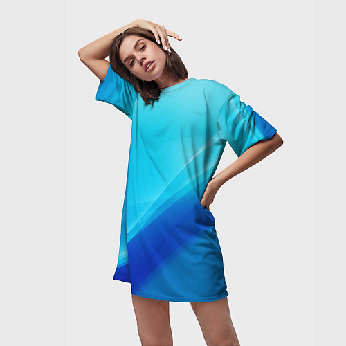 Женская длинная футболка Волна / 3D-принт – фото 3