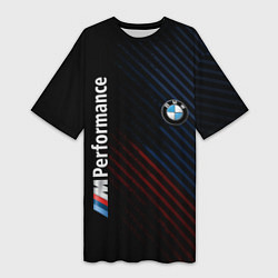 Футболка женская длинная BMW PERFORMANCE, цвет: 3D-принт