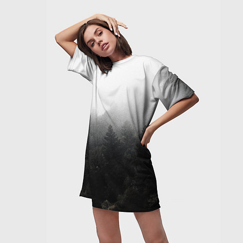 Женская длинная футболка Лес / 3D-принт – фото 3