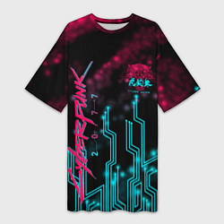 Футболка женская длинная CYBERPUNK, цвет: 3D-принт